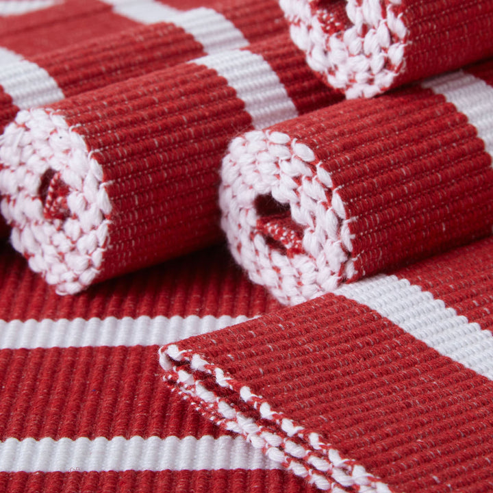 Cotton Roma Red Stripes Placemat (Pack of 6)