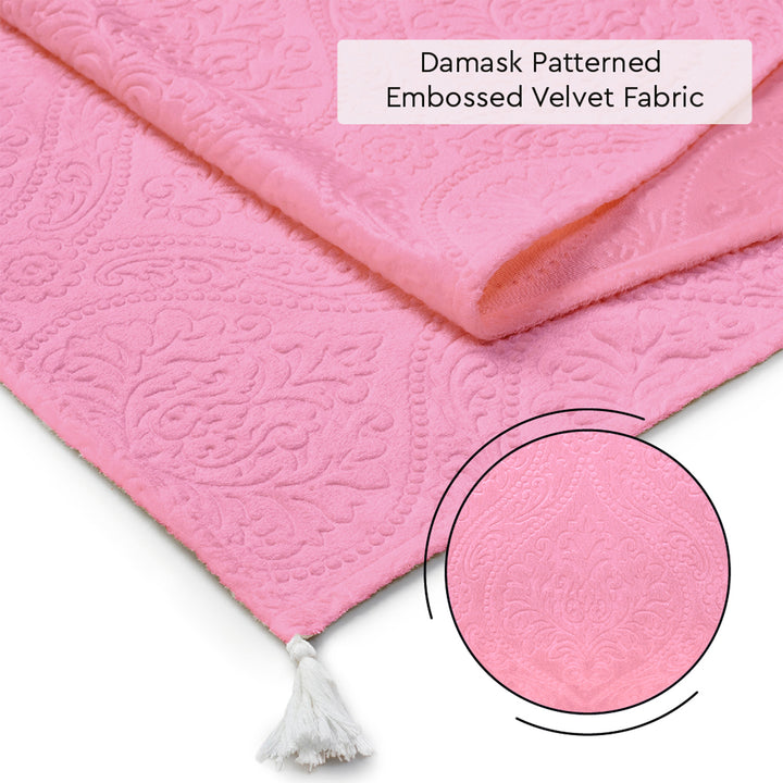Embossed Velvet Pink Table Runner