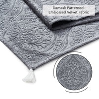Embossed Velvet Grey Table Runner