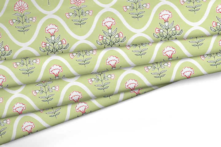 Printed Satin Fabric by Meter | Wide - 58 Inch Width (147 cm) | Soft Polyester Cloth for Curtains, Cushion Covers, Dresses, Kurtis, Crafts, Craft Sewing & Home Decor
