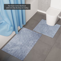 Polyester Blue Shower Curtain + Bathmat (Pack of 3)