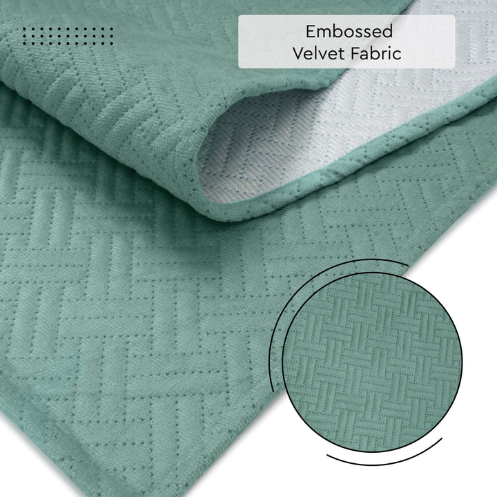 Quilted Velvet Aqua Table Runner