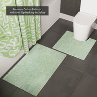 Polyester Maze Sage Combo Shower Curtain + Bathmat (Pack of 3)