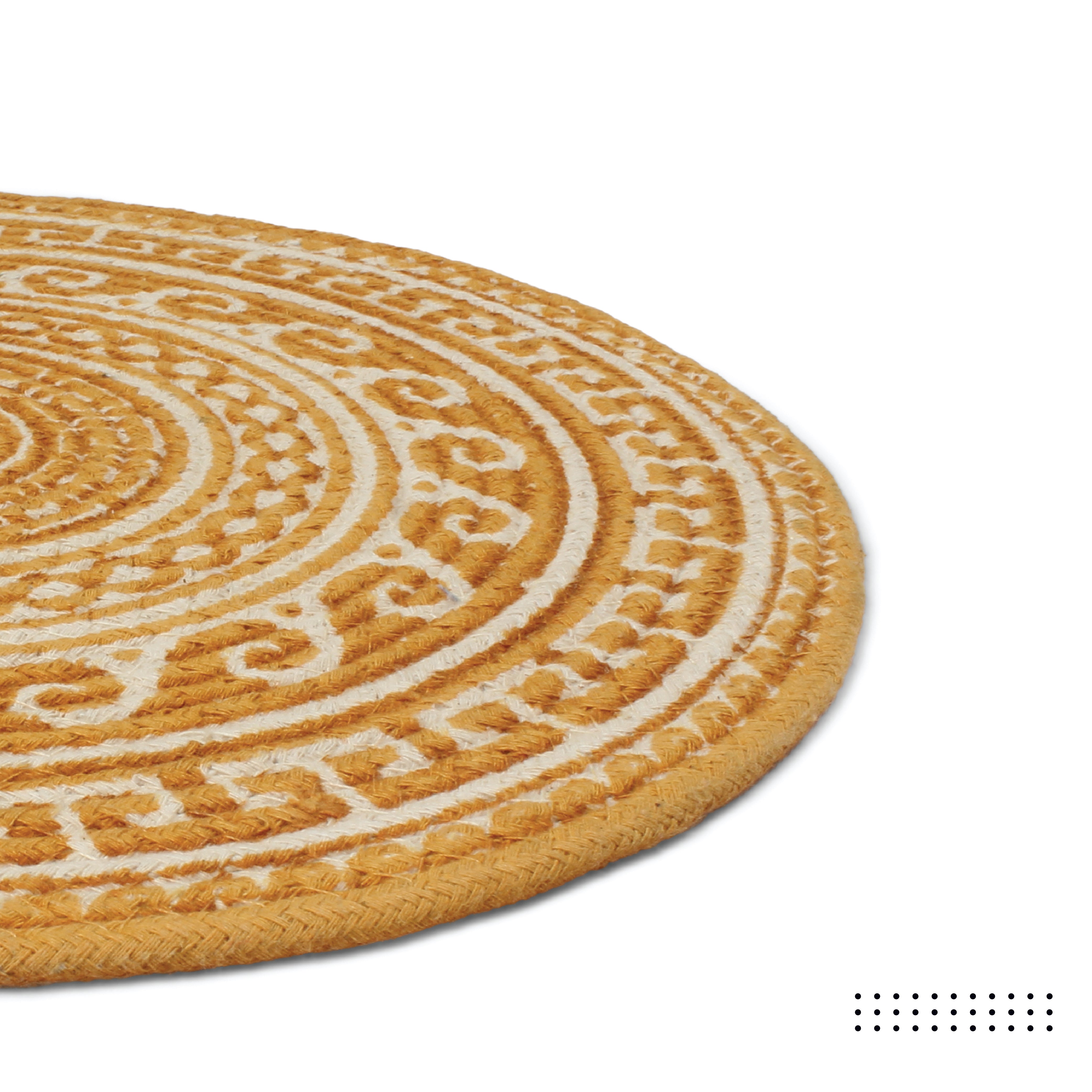 Cotton Mustard Mandala Print Placemat (Pack of 6)