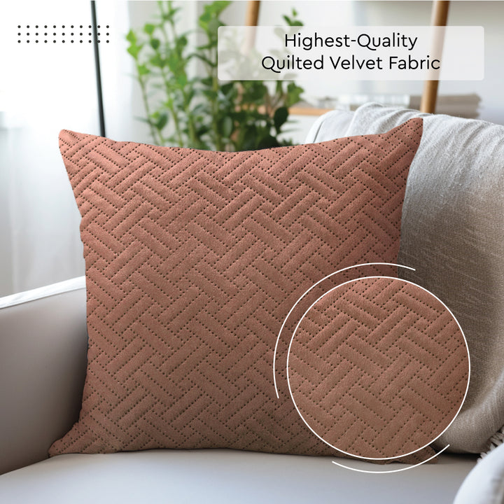 Quilted Velvet Bronze Cushion Cover (Pack of 1)