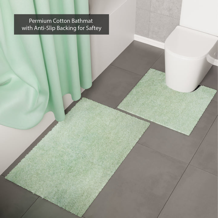 Polyester Mint Shower Curtain + Bathmat (Pack of 3)