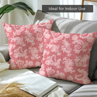 Chambray Cotton Floral Red Cushion Cover (Pack of 2)