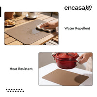 2 Sided Leather Taupe Placemat + Coaster