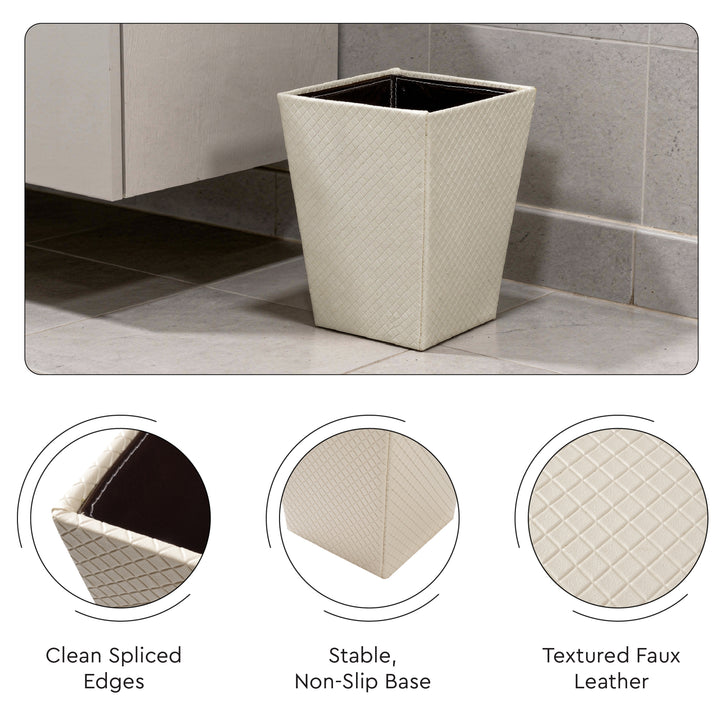 PU-Leather Cream Leather Dustbin