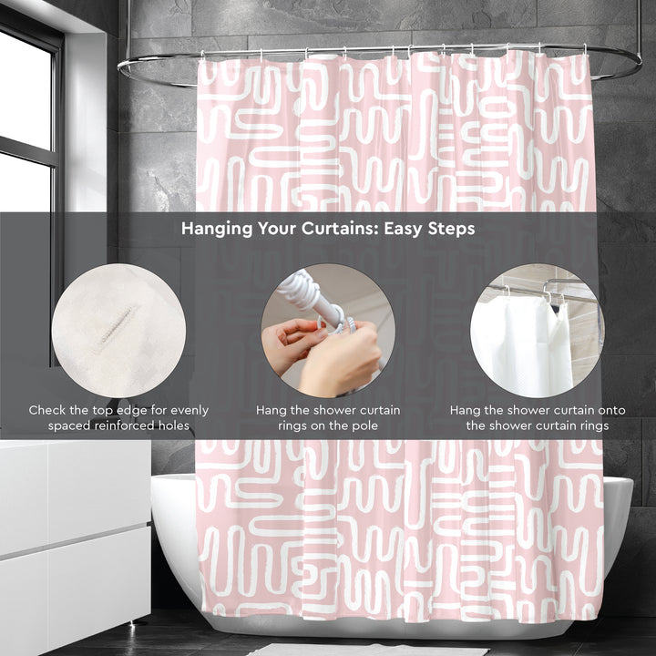 Polyester Boho Maze Pink Shower Curtain (Pack of 1)