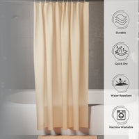 Polyester Beige Shower Curtain + Bathmat (Pack of 3)
