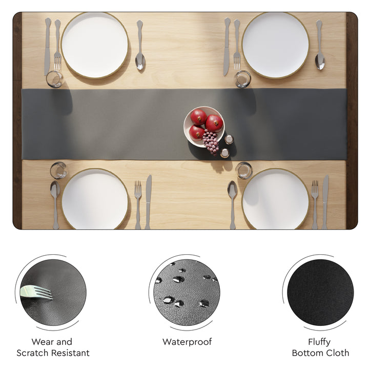 PVC Leather Dark Grey Table Runner