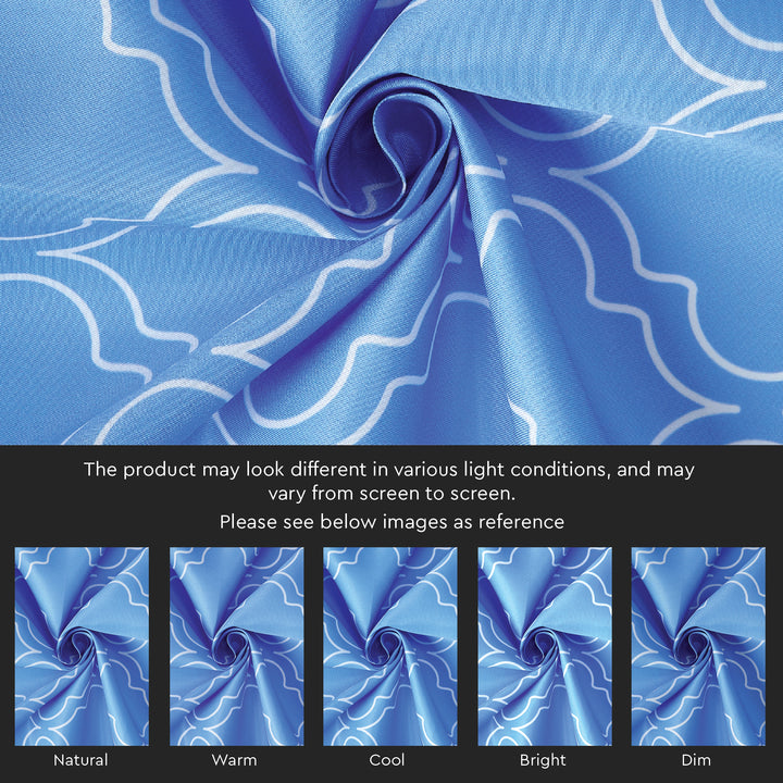 Polyester Trellis Blue Curtain (Pack of 2)