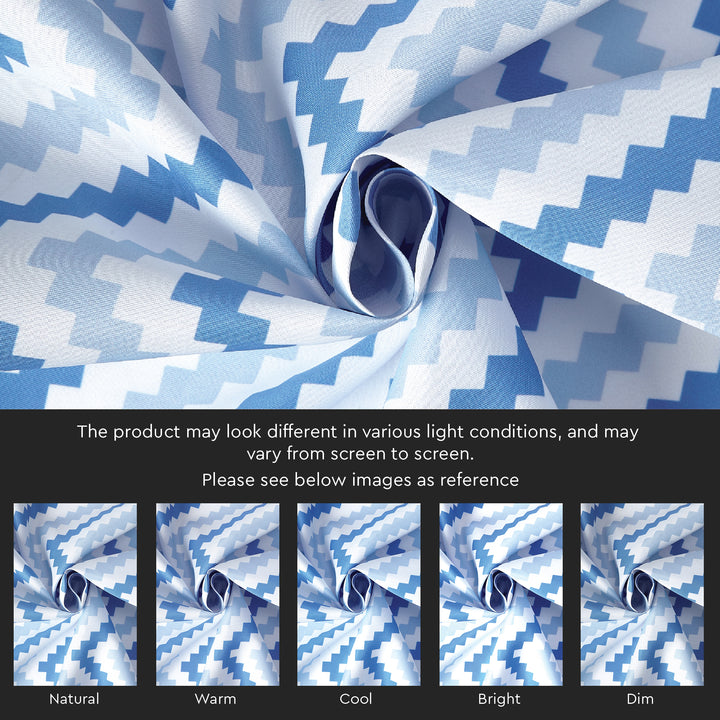 Polyester Chevron 1 Blue Curtain (Pack of 2)