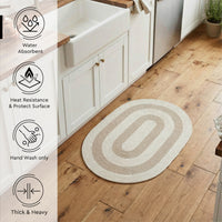 Reversible Round Rug Handwoven Natural Fiber Carpet Braided Area Rug | Neutral Boho Rug for Living Room, Bedroom, Nursery | Washable Area Rug Two Tone