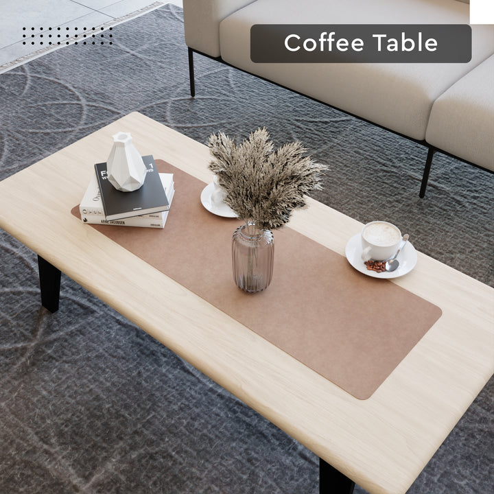 2 Sided Leather Taupe Table Runner (Pack of 1)