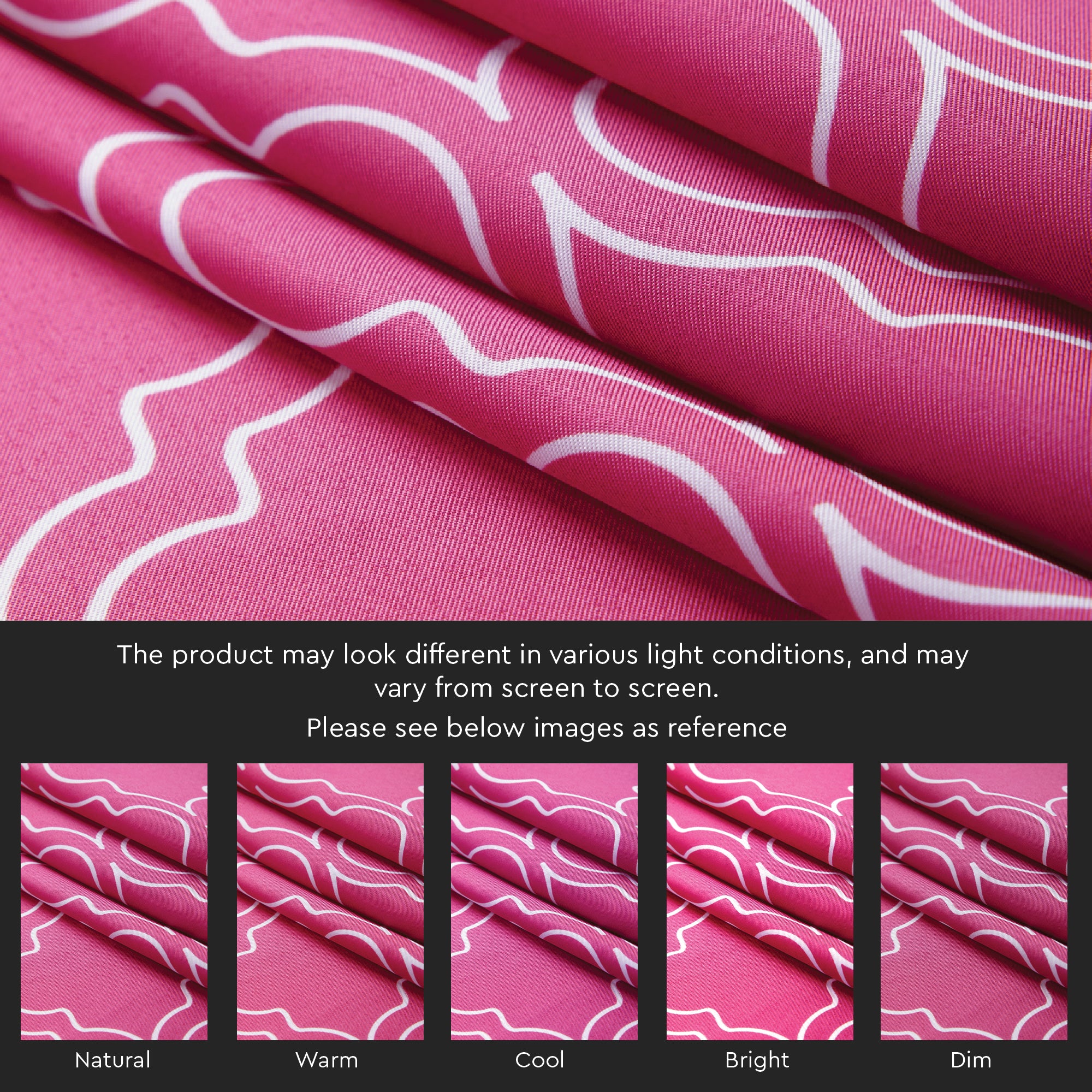 Polyester Trellis Hot Pink Curtain (Pack of 2)