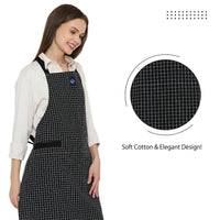 Cotton Butcher Checks Black Apron (Pack of 1)