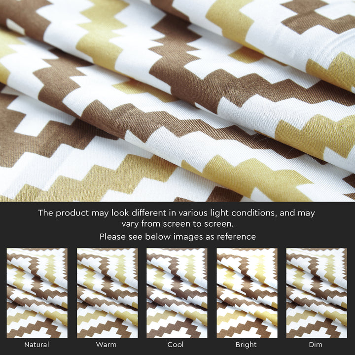 Polyester Chevron 1 Beige Curtain (Pack of 2)