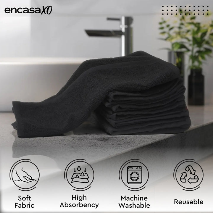 Cotton Black Bath Towel (Pack of 6)