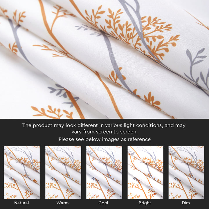 Polyester Branches Orange Curtain (Pack of 2)