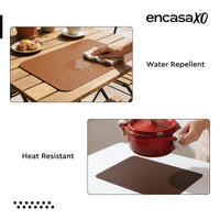 2 Sided Leather Brown & Tan Placemat + Coaster