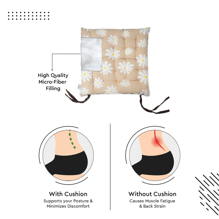 20s Sheeting Daisy Beige & Dk Taupe Chairpad (Pack of 4)