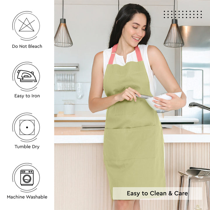 Yarn Dyed Cotton Sage & Coral Apron (Pack of 1)