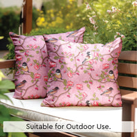 Blackout Polyester Dusty Pink Birds Cushion Cover (Pack of 2)