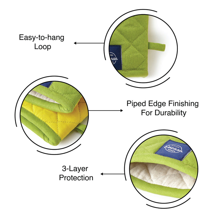 Cotton Lime Green Oven Gloves (Pack of 2)