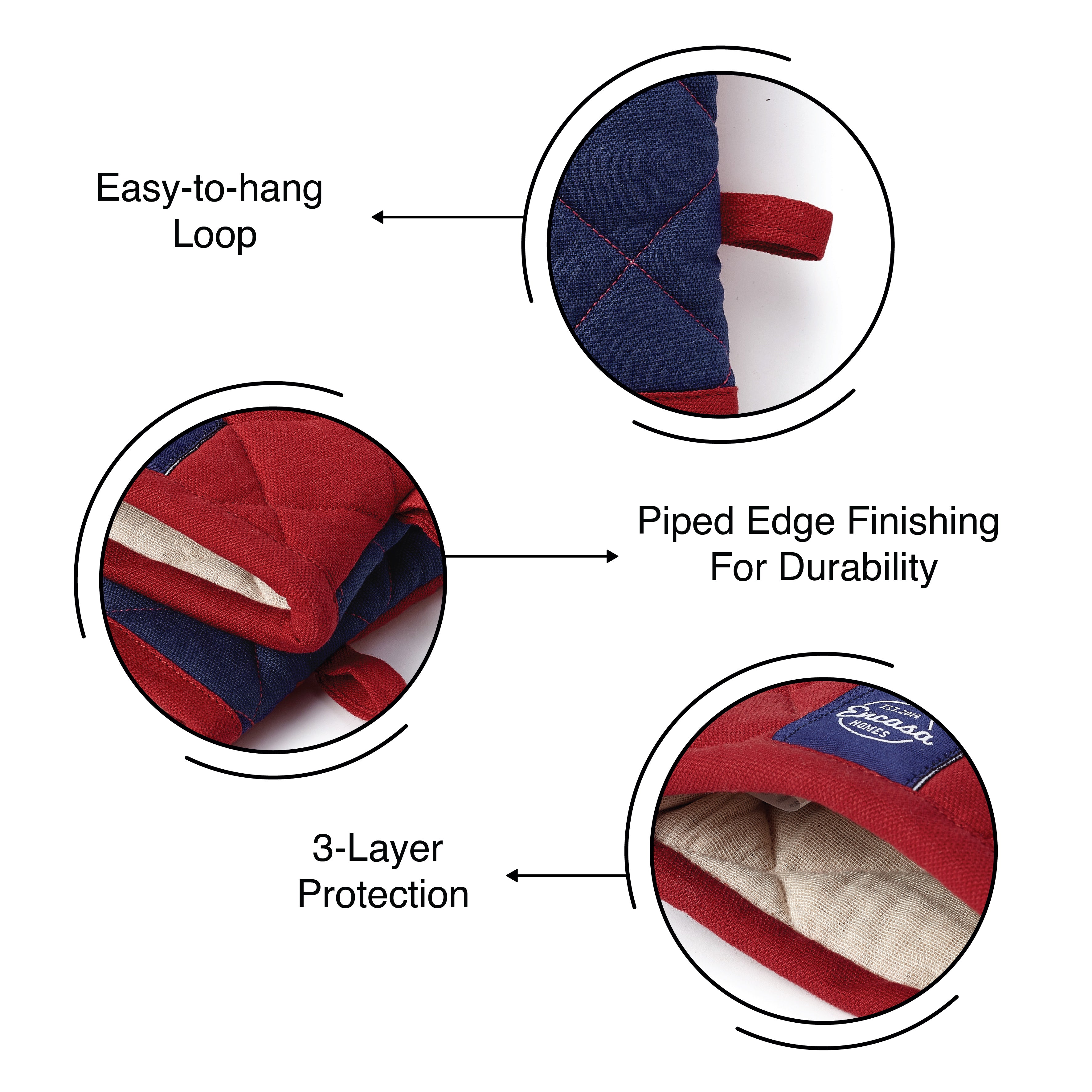 Cotton Red Oven Gloves (Pack of 2)