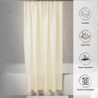 Polyester Natural Shower Curtain + Bathmat (Pack of 3)