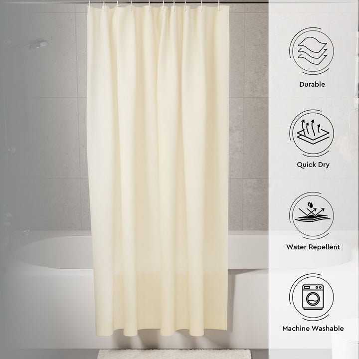 Polyester Natural Shower Curtain + Bathmat (Pack of 3)
