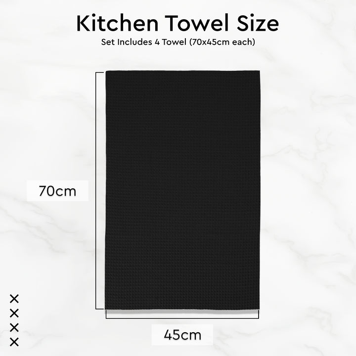 Cotton Black Kitchen Towel (Pack of 4)