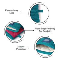 Cotton Azul Blue Oven Gloves (Pack of 2)