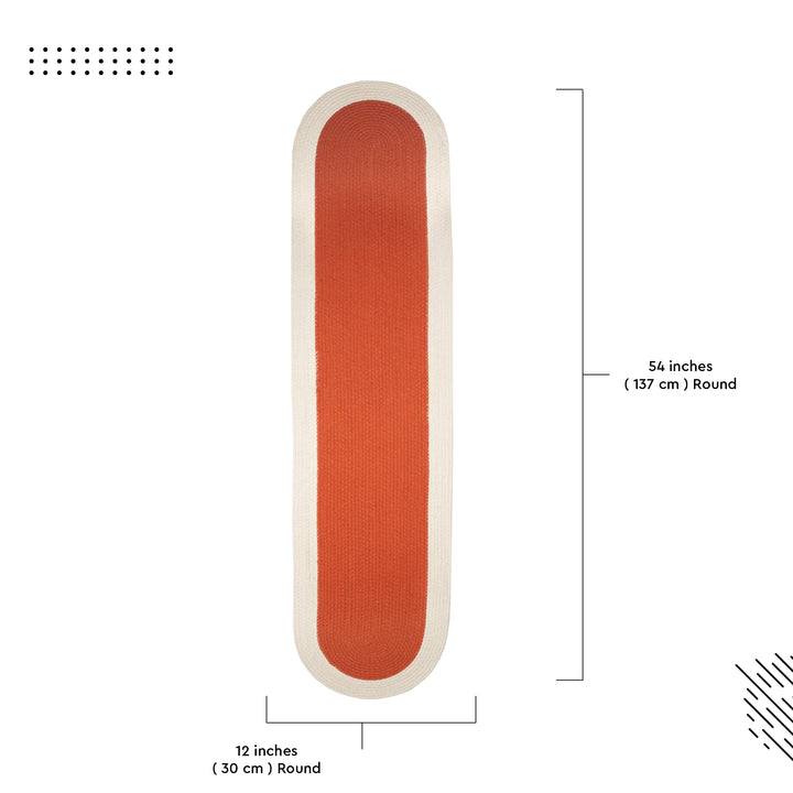 Cotton Coral & Off White Table Runner (Pack of 1)