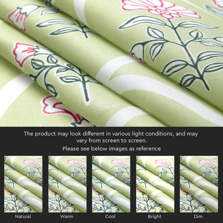 Polyester Pea Green Curtain (Pack of 2)