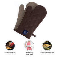 Canvas Dark Taupe & Beige Oven Gloves (Pack of 2)