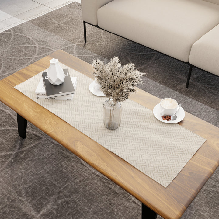 Quilted Velvet Beige Table Runner