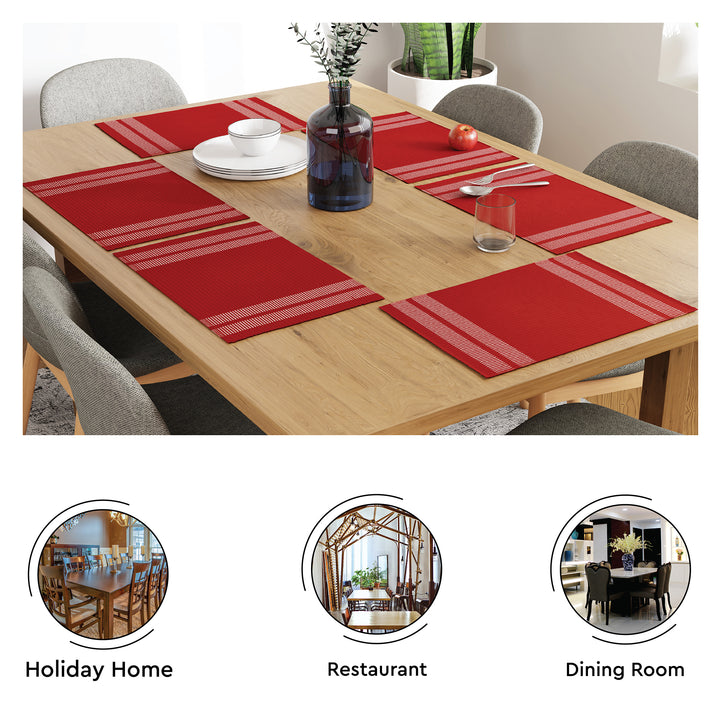 Cotton Ladder Red Placemat (Pack of 6)
