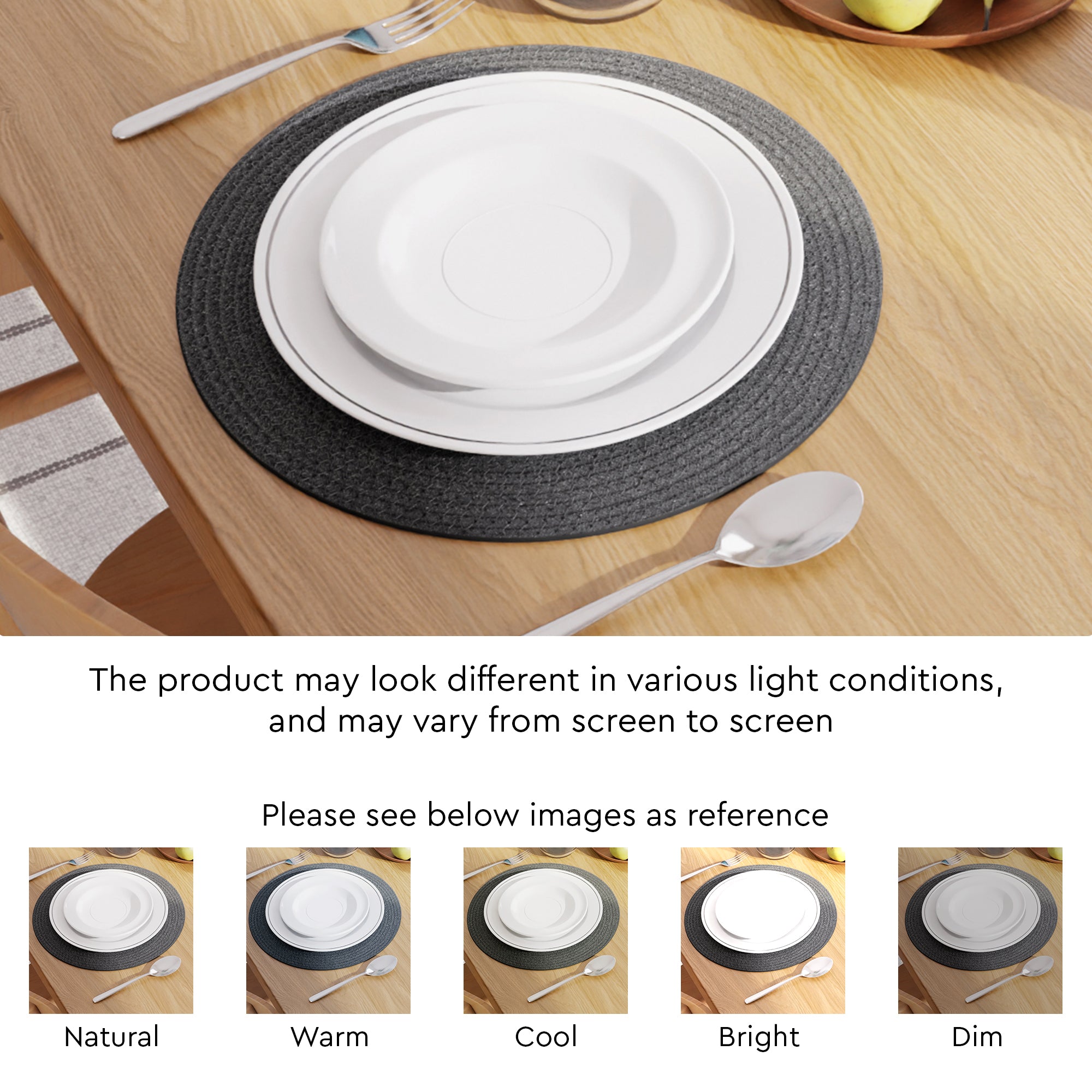 Cotton Dark Grey Placemat (Pack of 6)