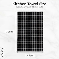 Cotton Butcher Black Kitchen Towel (Pack of 4)