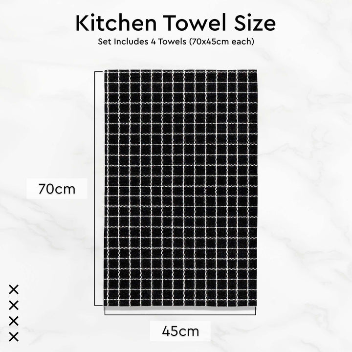 Cotton Butcher Black Kitchen Towel (Pack of 4)