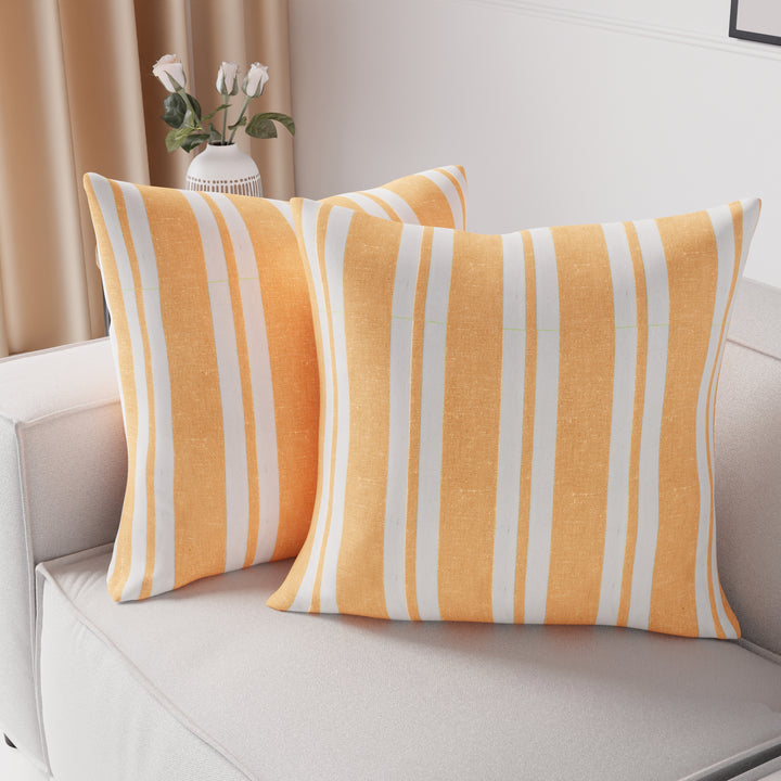 RC Yarn-Dyed Franca Yellow Stripes Cushion Cover (Pack of 2)