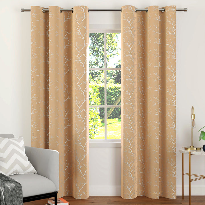 Blackout Polyester Fabric by Meter, 100x122 cm | Blocks Light, Heat & Noise, For Curtains, Cushion Covers, Door & Window Drapes - Foil Star Print