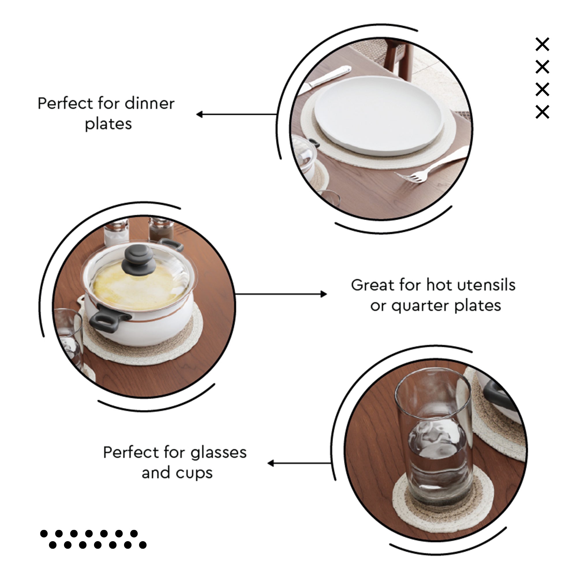 Cotton Beige & Off White Dinning Table Combo (Pack of 11)