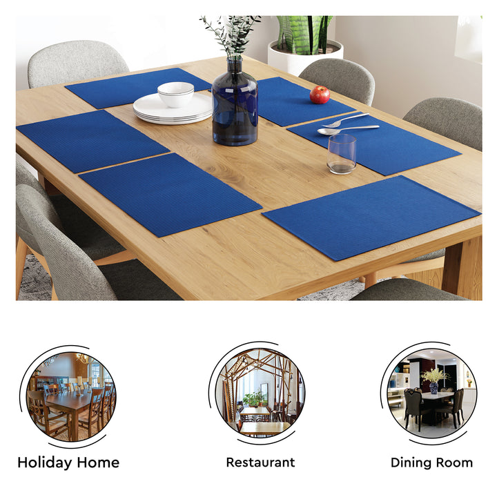 Cotton Solid Blue Placemat (Pack of 6)