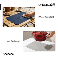 2 Sided Leather Grey & Blue Placemat + Coaster