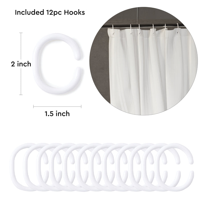Polyester Stripe White Shower Curtain (Pack of 1)