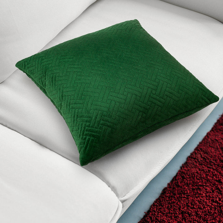 Quilted Velvet Forest Green Cushion Cover (Pack of 2)